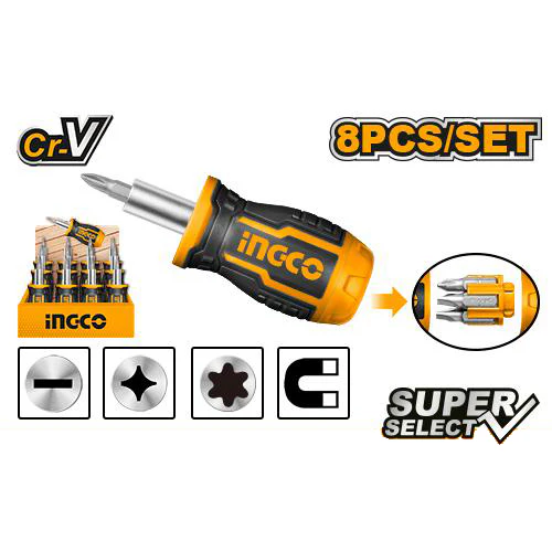 8 IN 1  Stubby screwdriver set 25mm