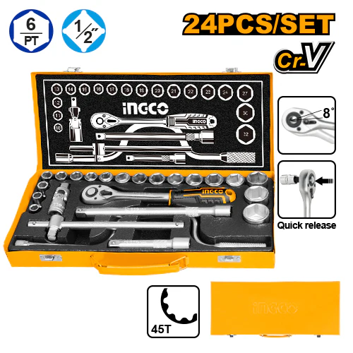24Pcs 1/2inch Socket Set
