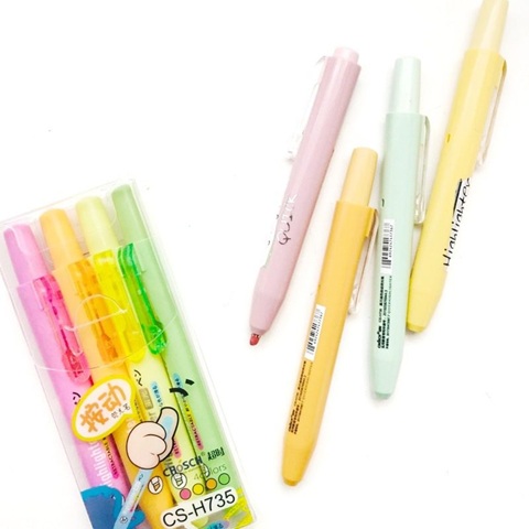 سیت من 4 أقلام تمييز قابلة للسحب بألوان الباستيل