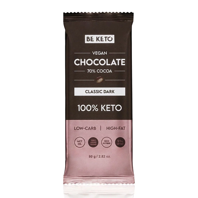BeKeto | BeKeto - Vegan Keto Chocolate + MCT Classic Dark 80g | 1 x 80g