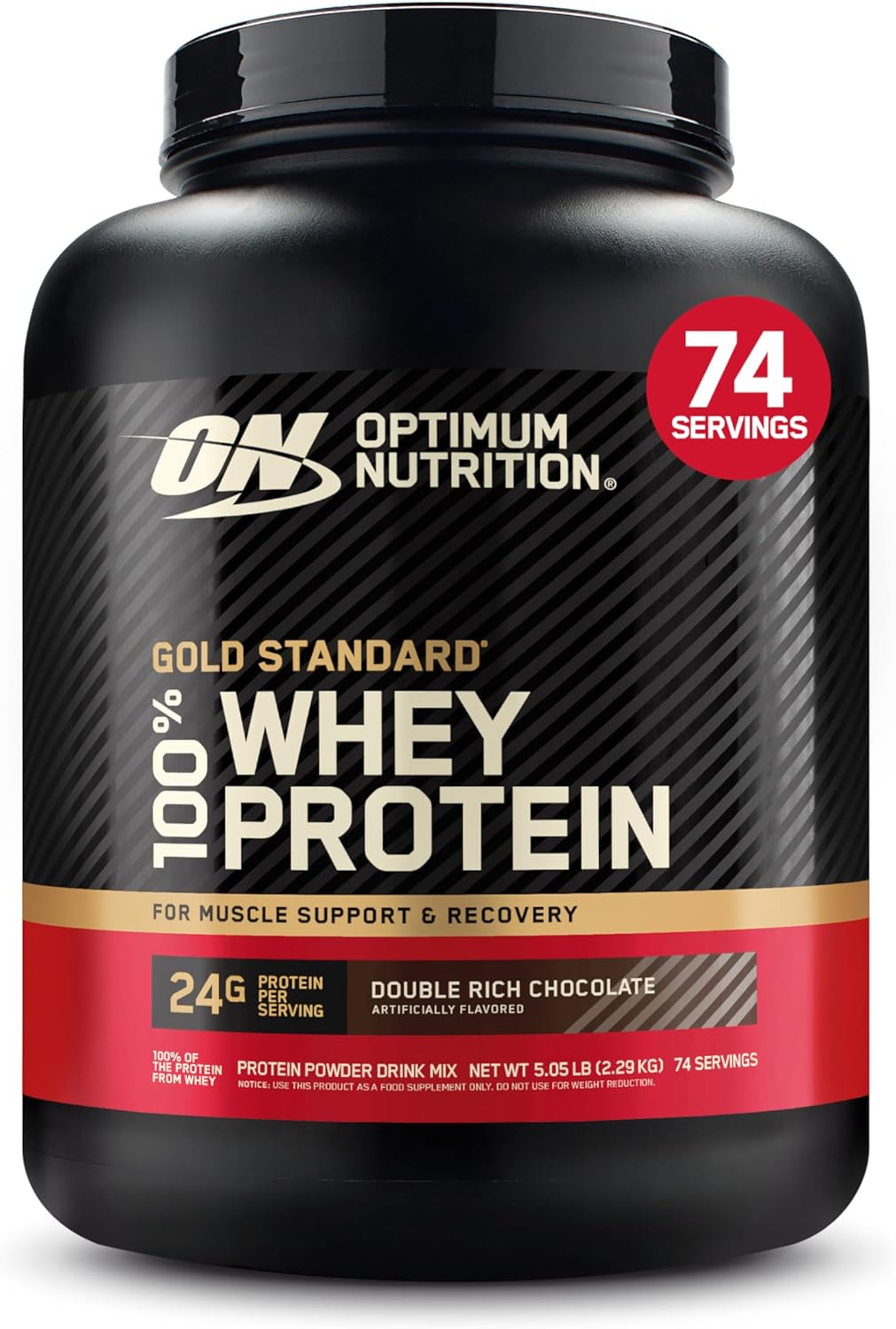 Optimum Nutrition Gold Standard 100% Whey Protein Powder, Double Rich Chocolate, 2.27 kg