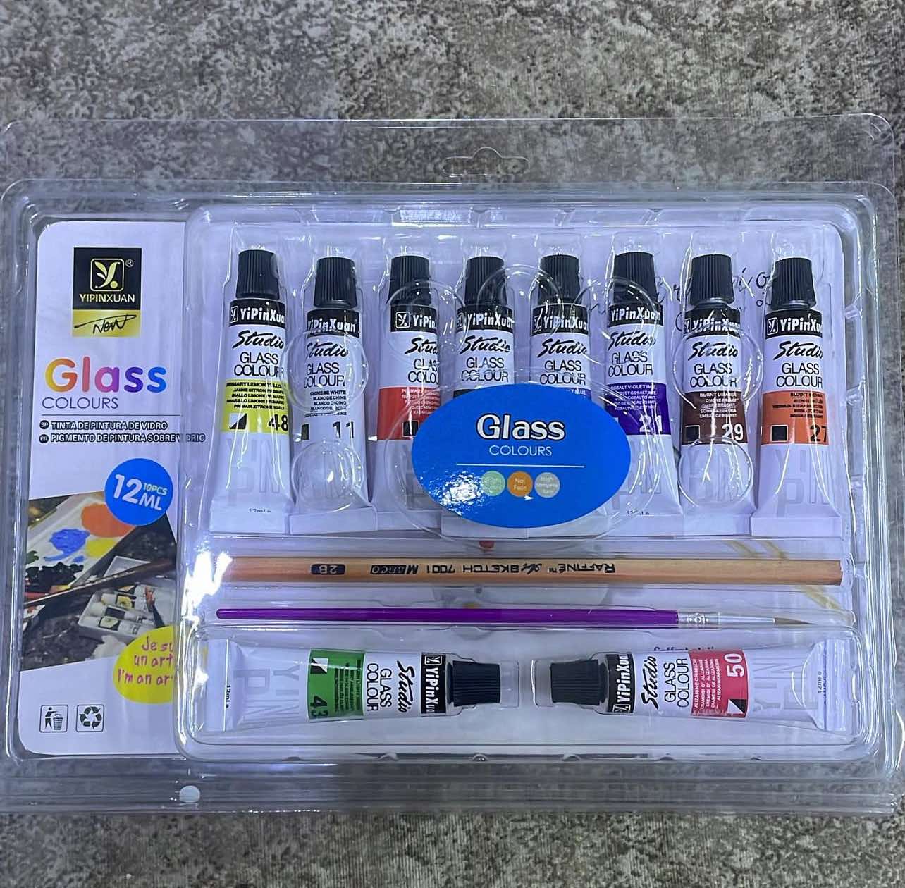 paint set designed for painting on glass 12ML