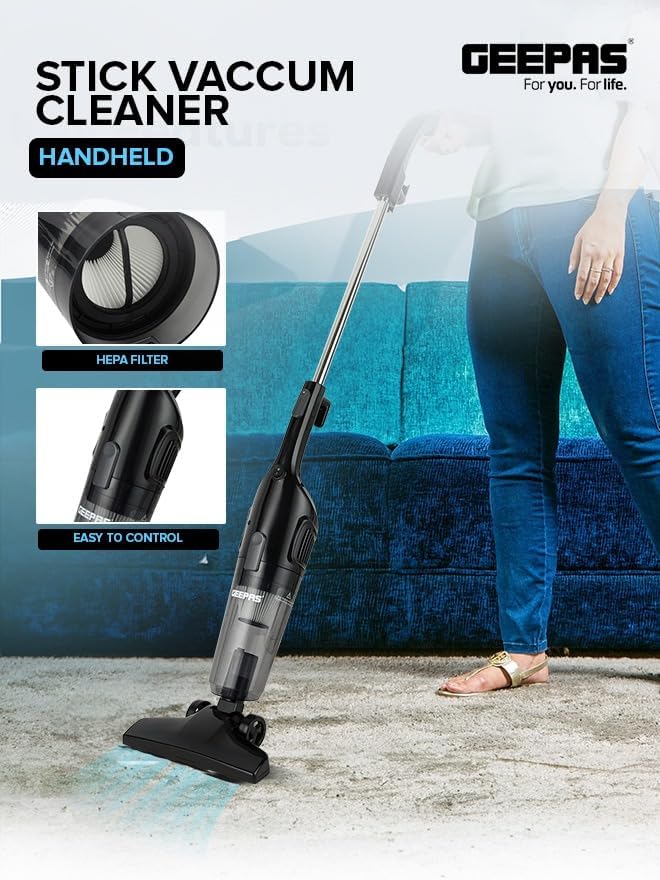 Geepas Stick and Handheld Vacuum Cleaner- GVC19055-BK