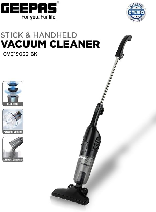 Geepas Stick and Handheld Vacuum Cleaner- GVC19055-BK
