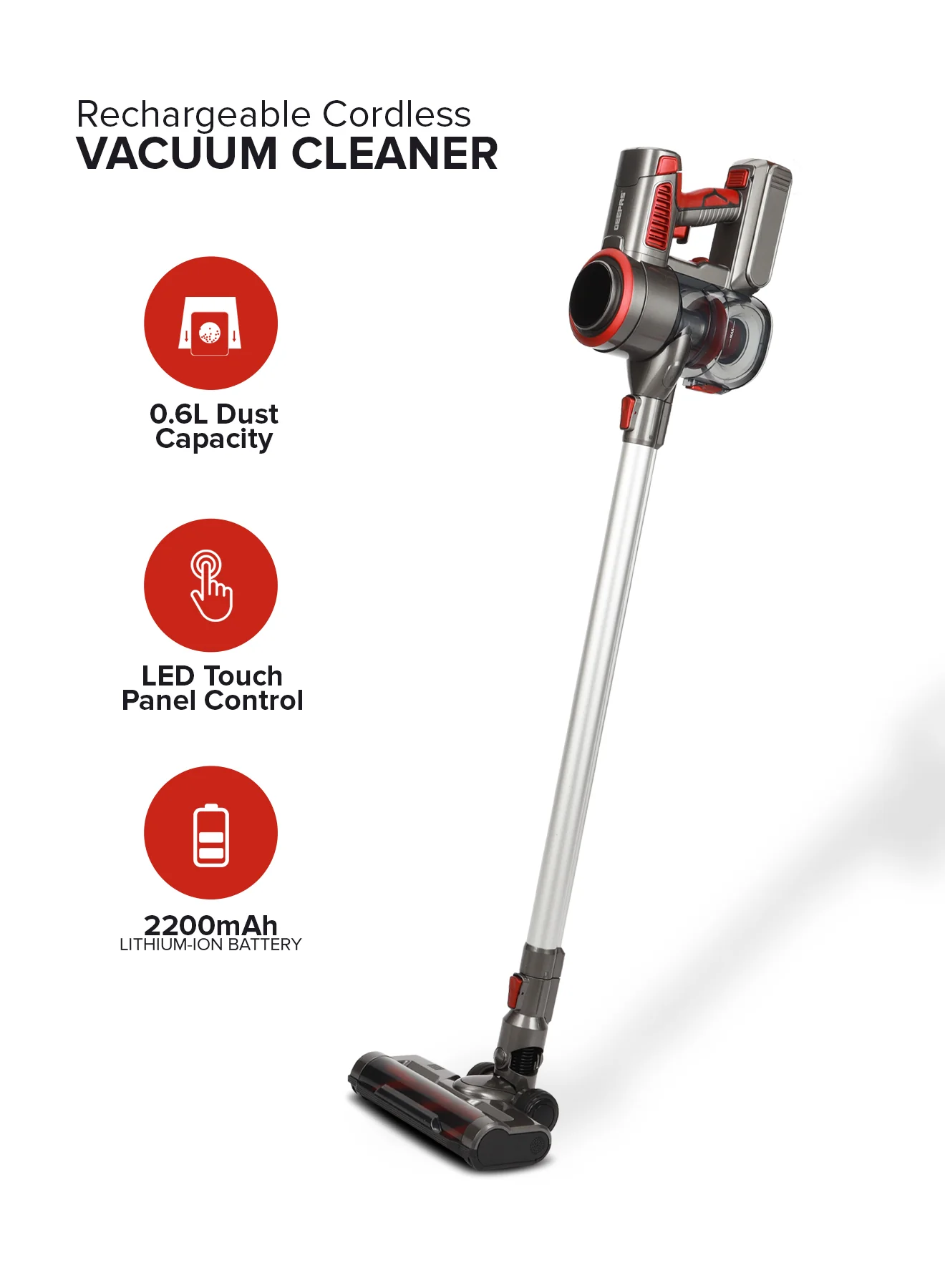 مكنسة كهربائية لاسلكية قابلة لإعادة الشحن من جيباس - GVC19038