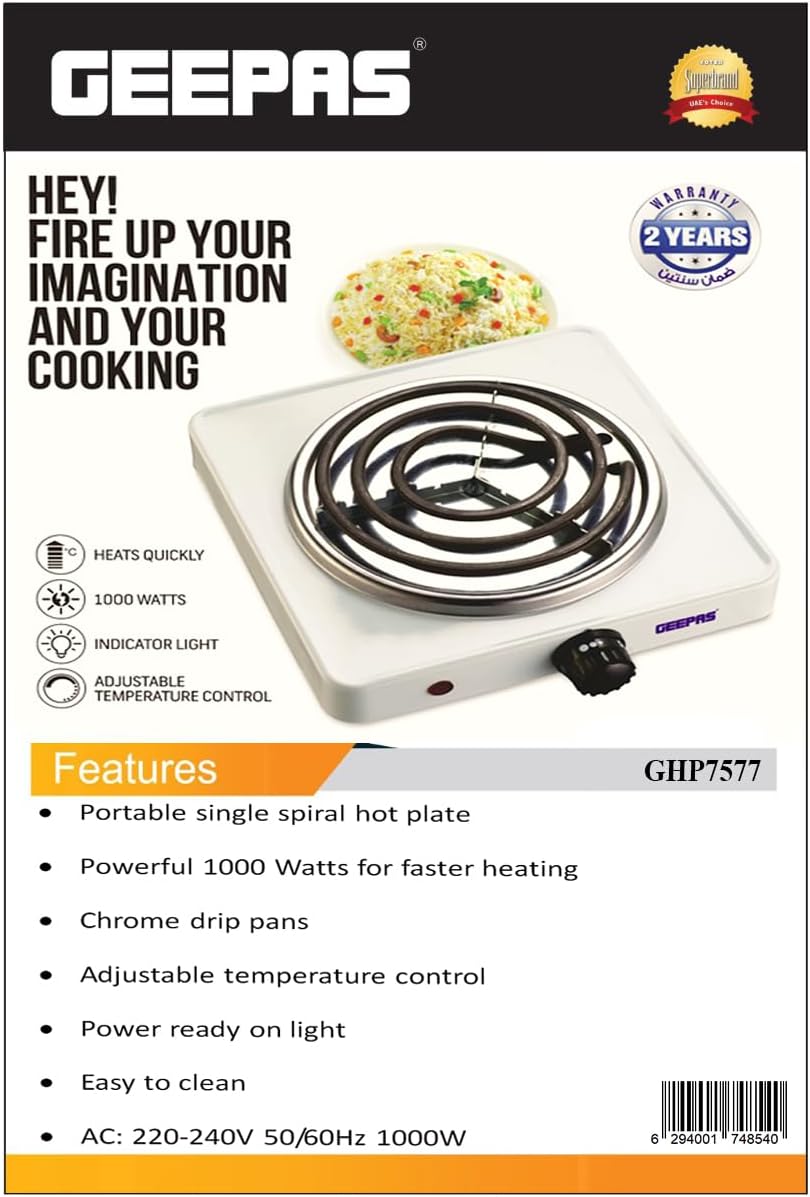 Geepas Single Electric Hot Plate GHP7577