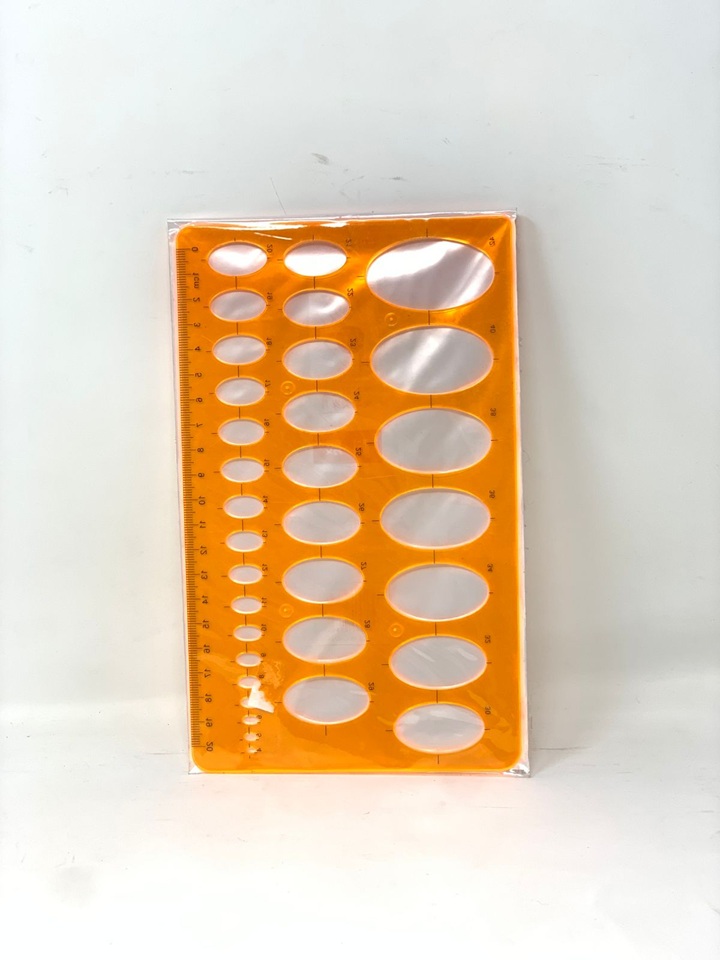 Geometric Shape Ruler KS-Sheng, Oval Circles , Orange, KS-1890