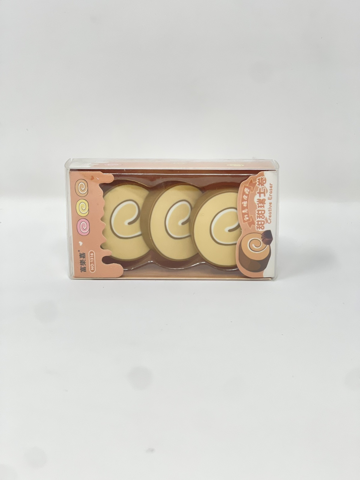 Sweet Swirl Swiss Roll Eraser (Set of 3)