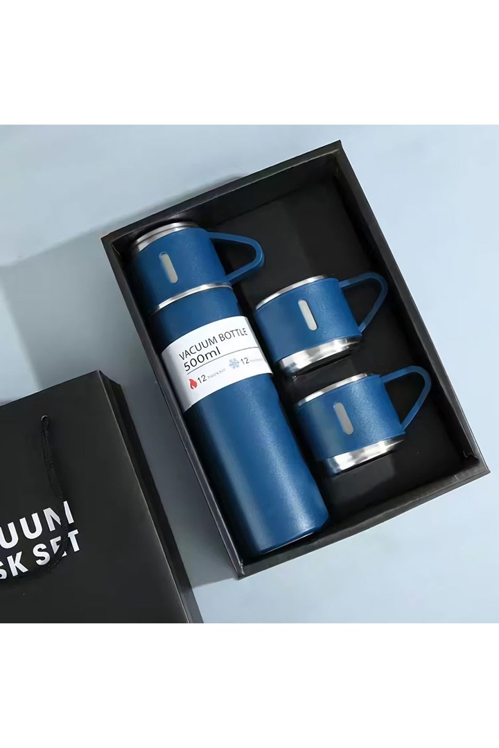 Doumneou 500 ml Double Layer Stainless Steel Vacuum Insulated Coffee Cup Travel Blue