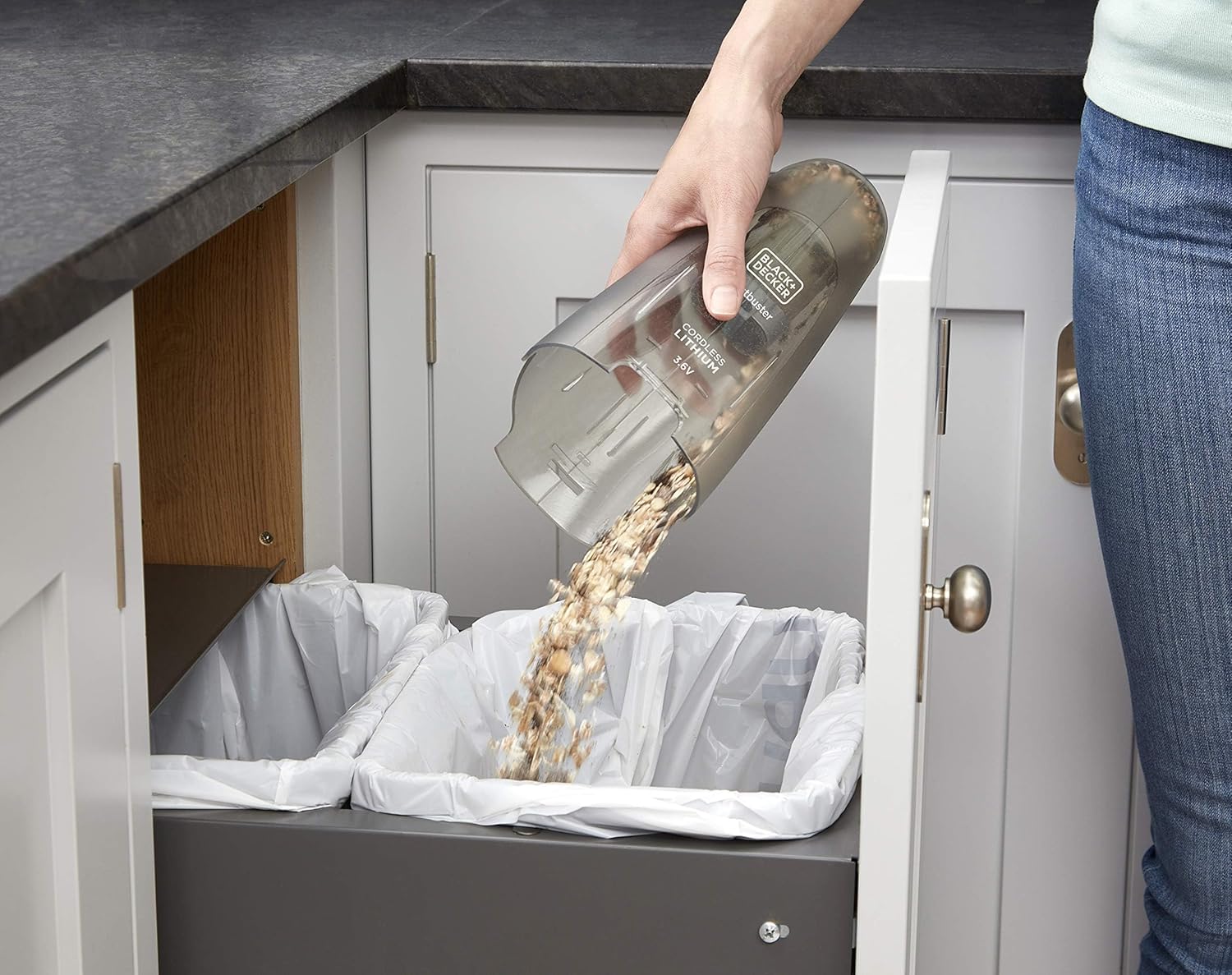 Black + Decker 3.6V Cordless Handheld Vacuum with 1.5Ah Lithium-Ion Battery, 8W Suction Power