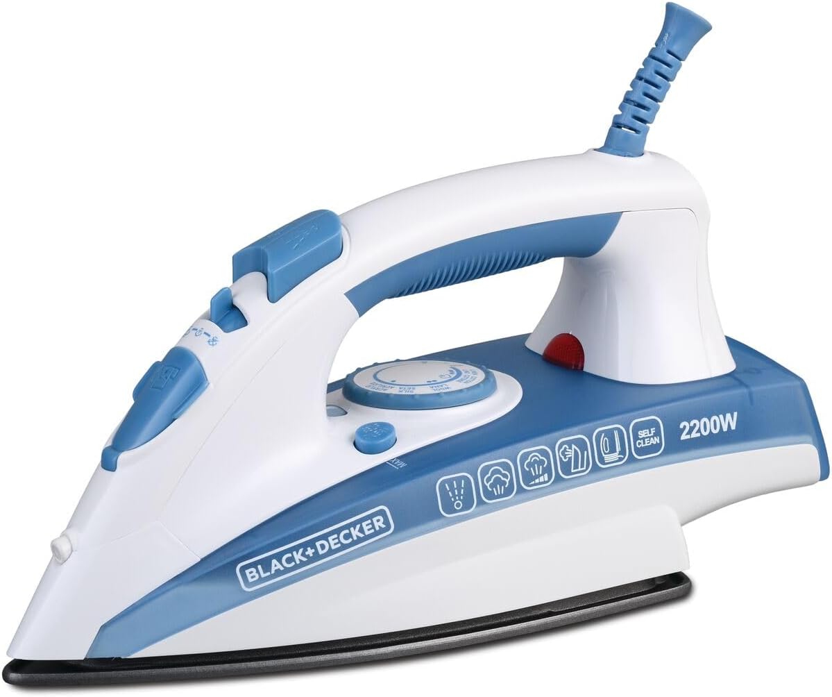 Black & Decker 2200W Steam Iron with Non-Stick Surface and Spray Function