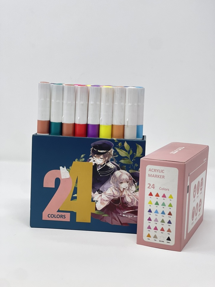 24 ڕەنگی ئەکریلیک ڕۆک مارکەر