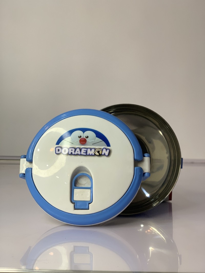 stainless steel food container with spoon, single layer, round