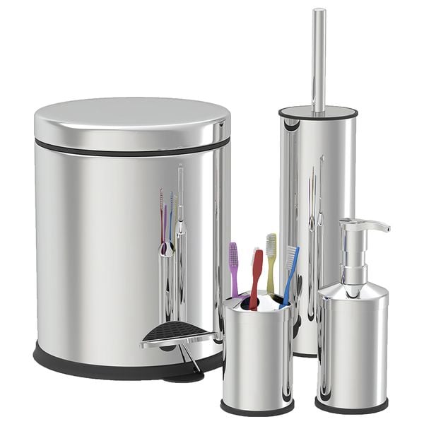 4 PCS Inox Bathroom Set