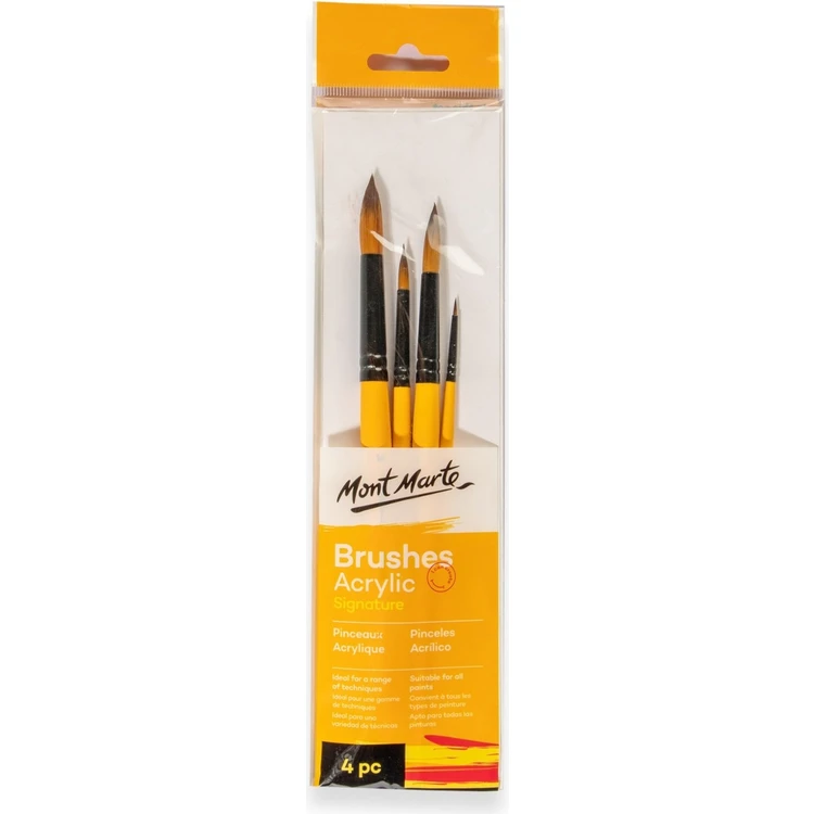 Mont Marte Gallery Acrylic Brush Set, 4 Pieces, Standard