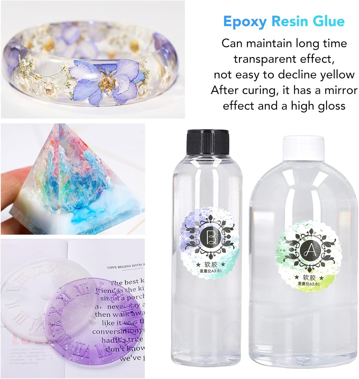 چەسپی A 750ml و چەسپی B 250ml ئیپۆکسی ڕوون