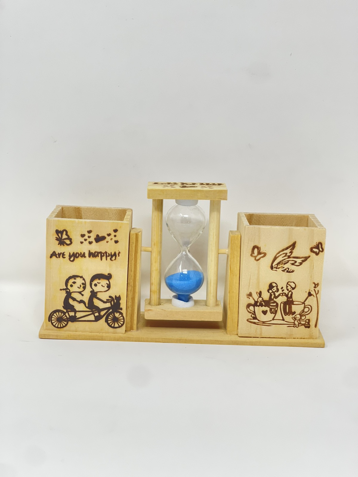 Two part wooden pen stand with timer color option