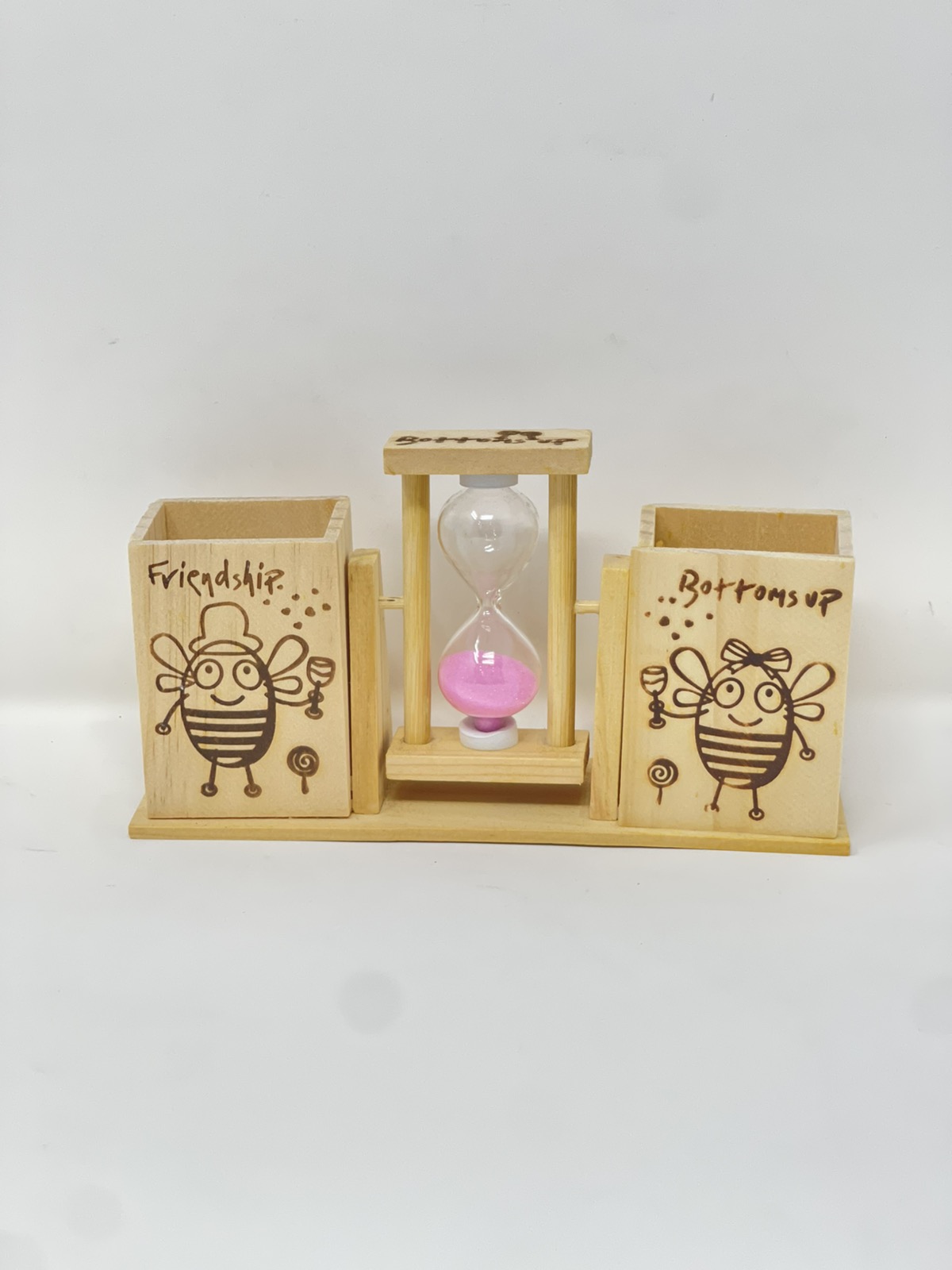 Two part wooden pen stand with timer color option