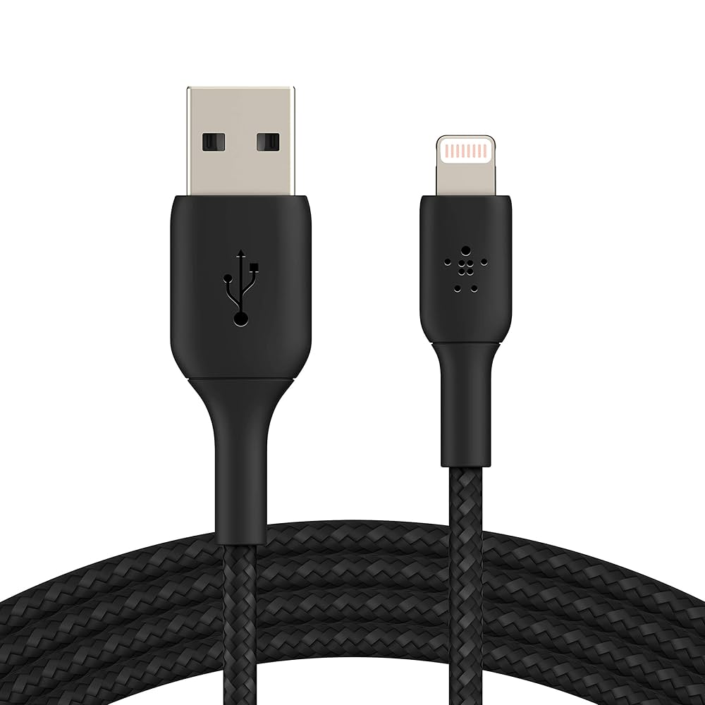 Braided Lightning to USB-A Cable (2m / 6.6ft, Black) image 1