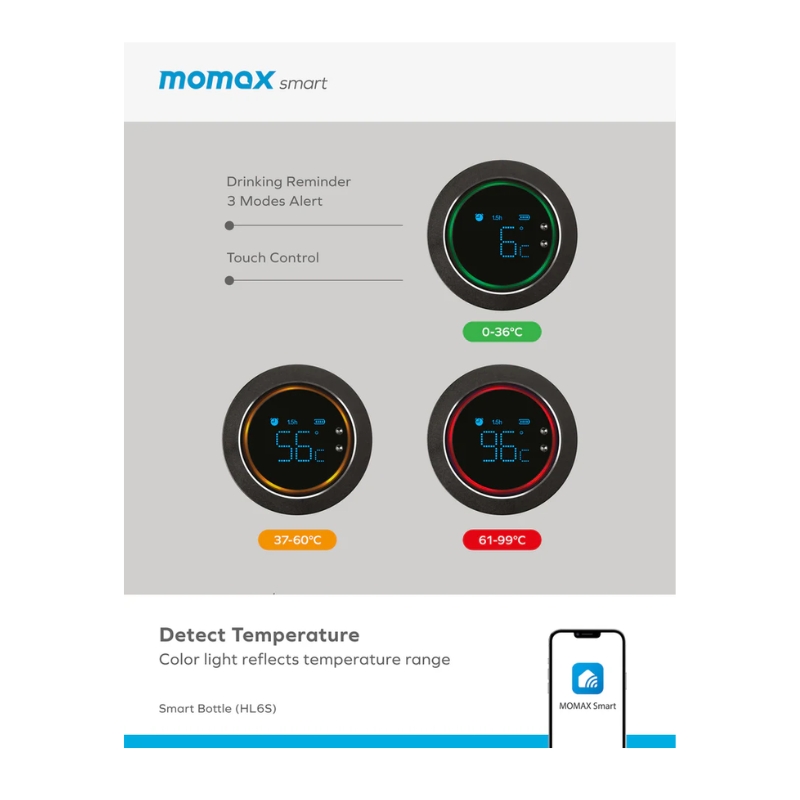 MOMAX Smart Bottle IoT Thermal Drinkware
