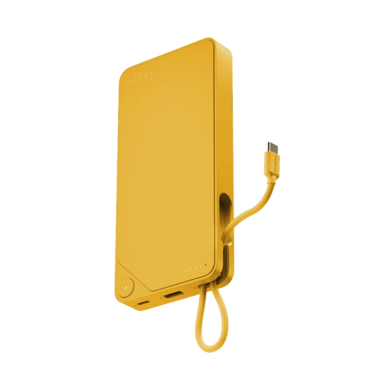 Momax Power X1 20000mAh Battery with Built-in USB-C Cable, Yellow