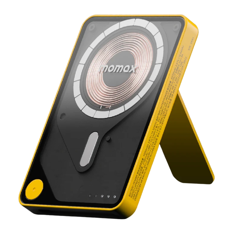 Momax Power X Pro Magnetic Wireless Battery Pack 5000mAh with Stand and Built-in USB-C Cable color option