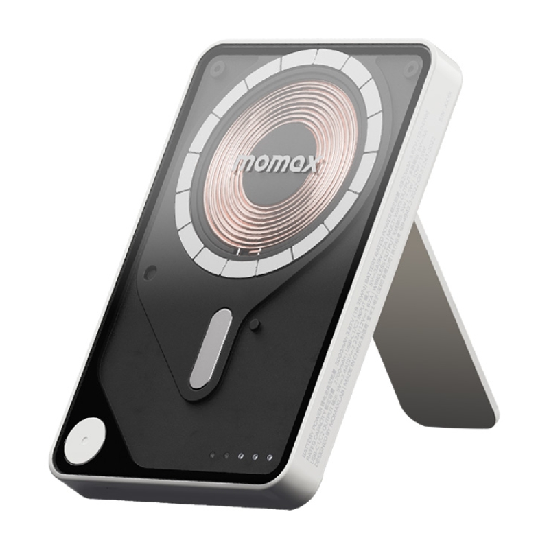 Momax Power X Pro Magnetic Wireless Battery Pack 5000mAh with Stand and Built-in USB-C Cable