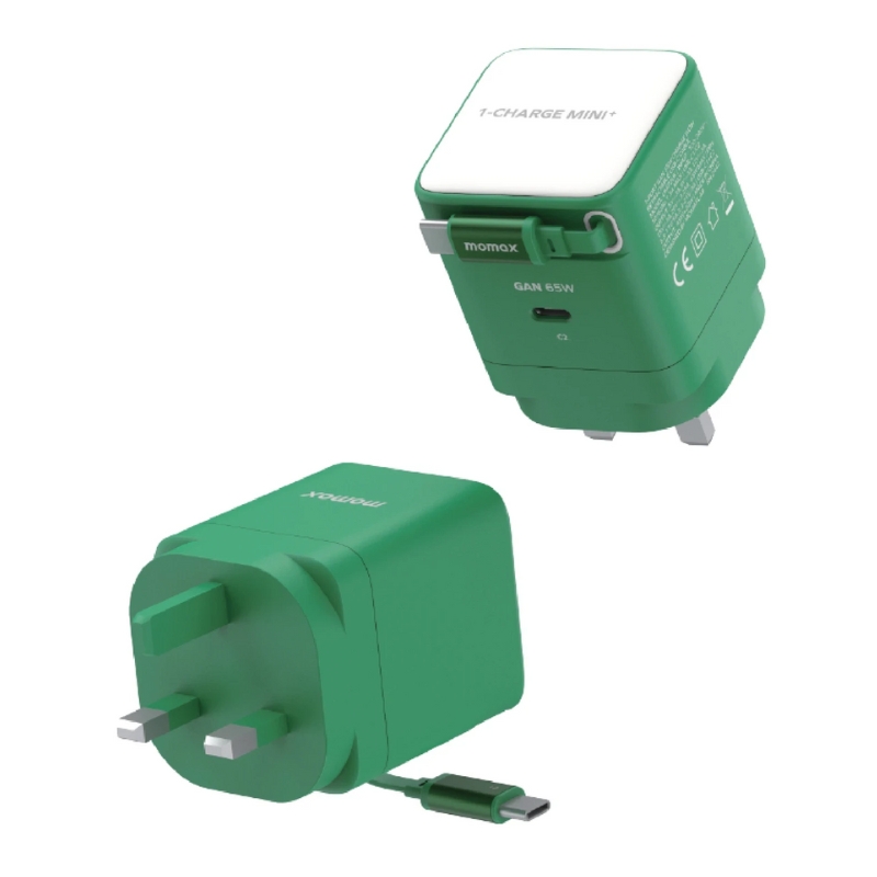 Momax CHARGE & Port GaN 65W charger with Retractable USB-C Cable(USB-C Port x 1, USB-C Cable x 1)