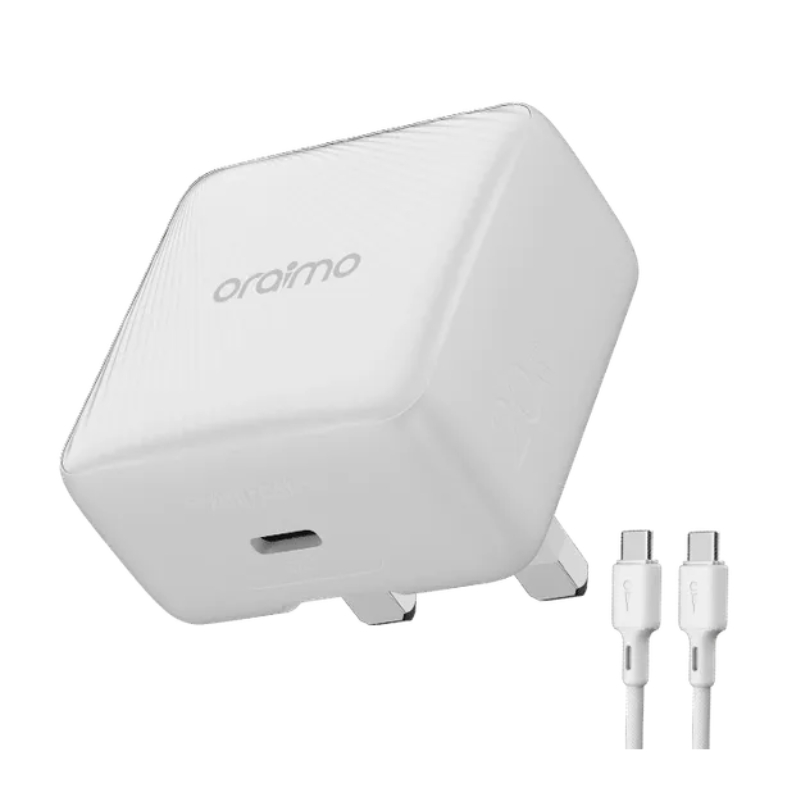 Oraimo 20W GaN Charger with C to C Cable in White color option