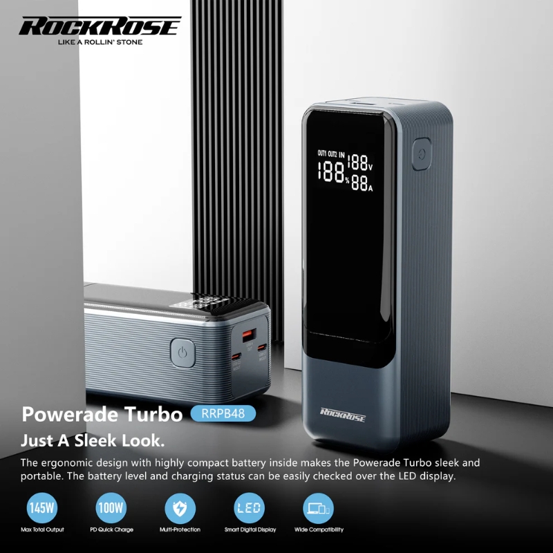 RockRose Powerade Turbo 145W 27000mAh Portable Power Bank with LED image 2