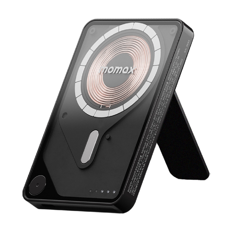 Momax Power X Pro Magnetic Wireless Battery Pack 5000mAh with Stand and Built-in USB-C Cable color option