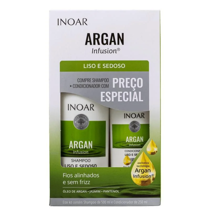 Kit Argan Liso E Sedoso Shampoo 500Ml Condicionador 250Ml, INOAR