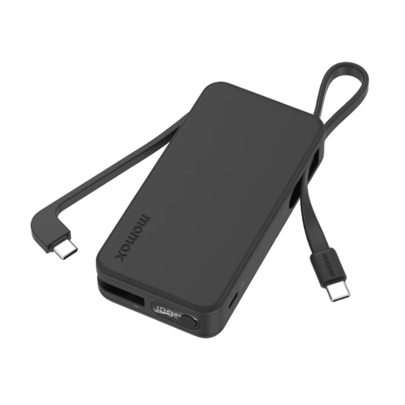باور بانك موماكس -باور فيتال+ بسعة 10000 مللي أمبير/ساعة مع كابلين USB-C مدمجين