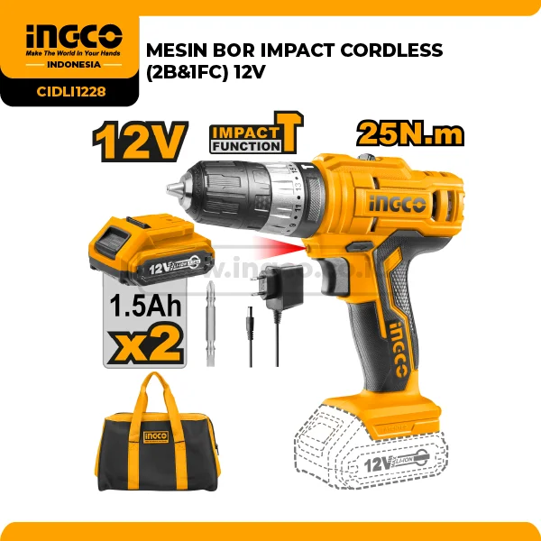 12V Plus Hammer Drill + 2 پاتری یەدەگ