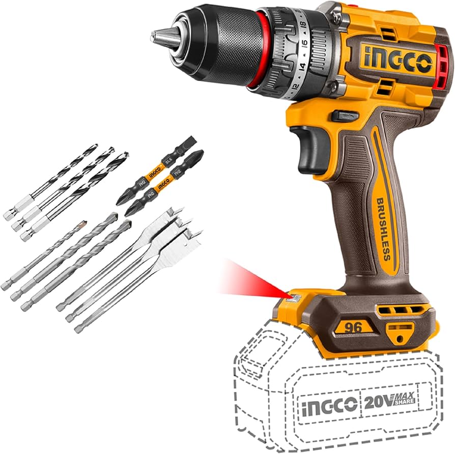 Compact Brushless Cordless Impact Drill 96NM color option