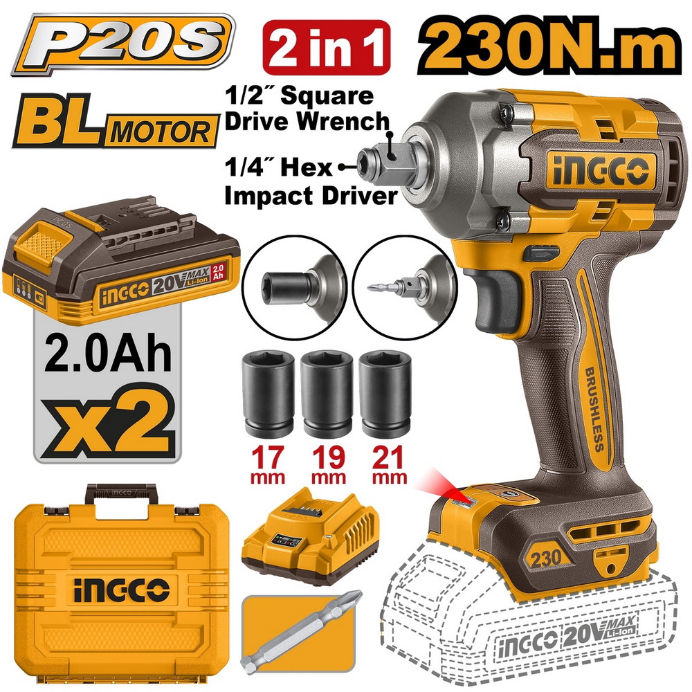 Lithium-Ion cordless impact driver&wrench 230NM