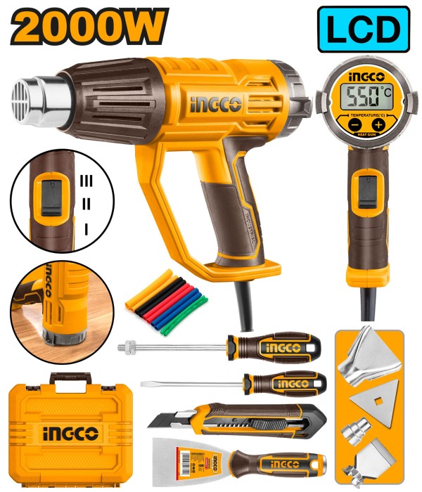 Ingco Industrial Heat Gun With LCD Screen 2000W - HG2000581