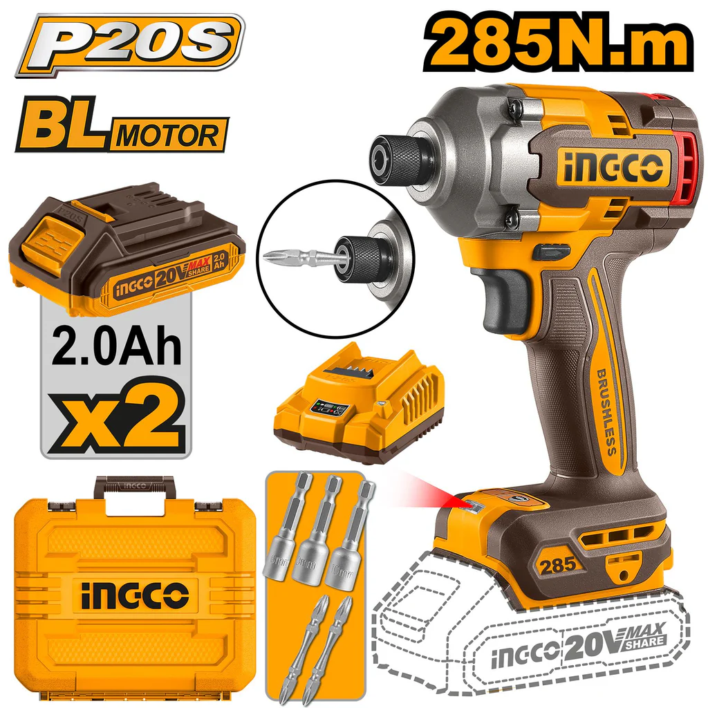 Cordless impact driver 20V 285NM color option