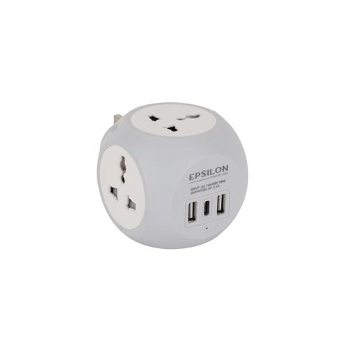 Epsilon 3250W Universal Adapter Comes with 13A Power, 4-Way Socket