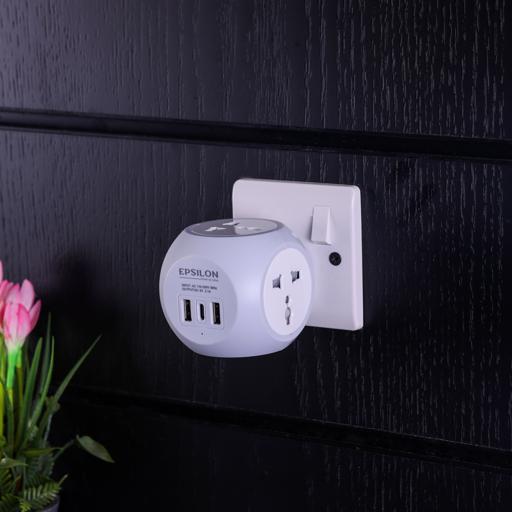 Epsilon 3250W Universal Adapter Comes with 13A Power, 4-Way Socket