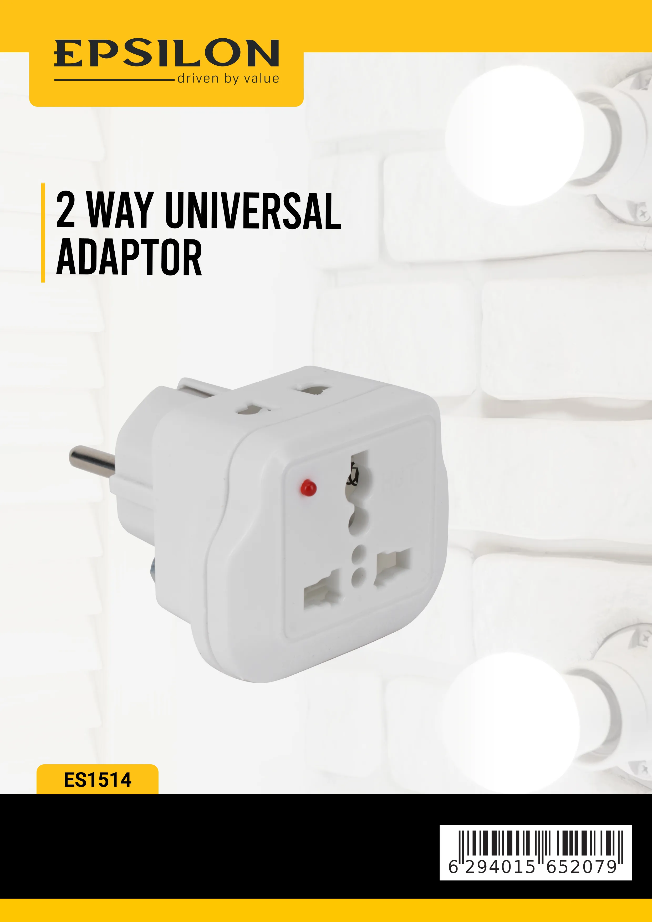 Epsilon 2 Way Universal Adaptor Global Compatibility