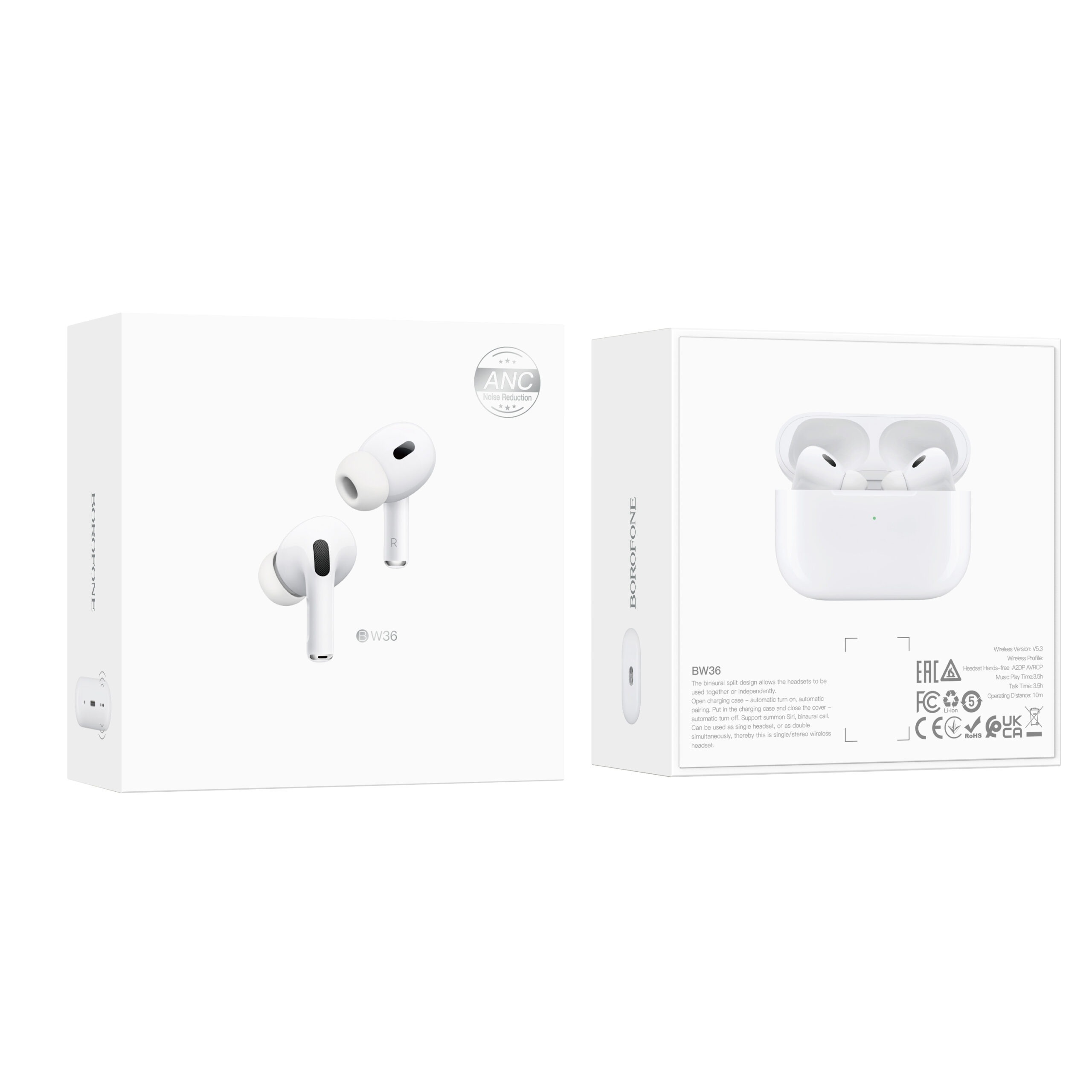 BOROFONE BW36 True Wireless ANC Noise Canceling Bluetooth Earphone (White)