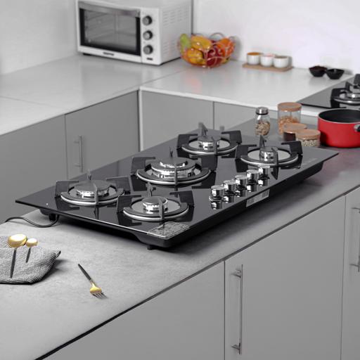Geepas Glass Gas Hob 5 Burner Glass Stove