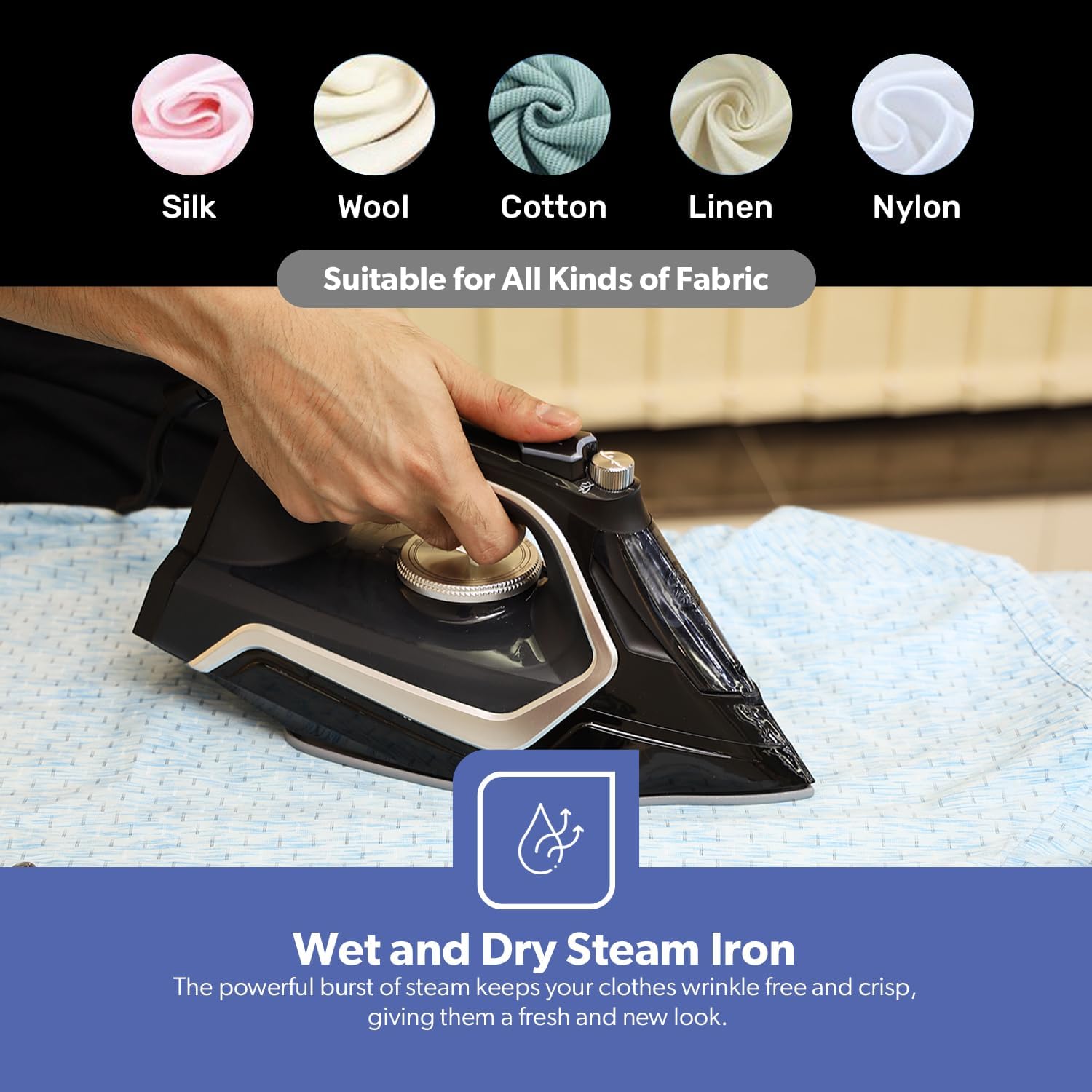 مكواة بخار سيراميك جيباس للكي الجاف والرطب