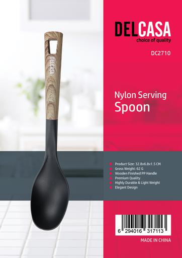 Delcasa Nylon Serving Spoon-Serving Spoon with Wooden Finish PP Handle