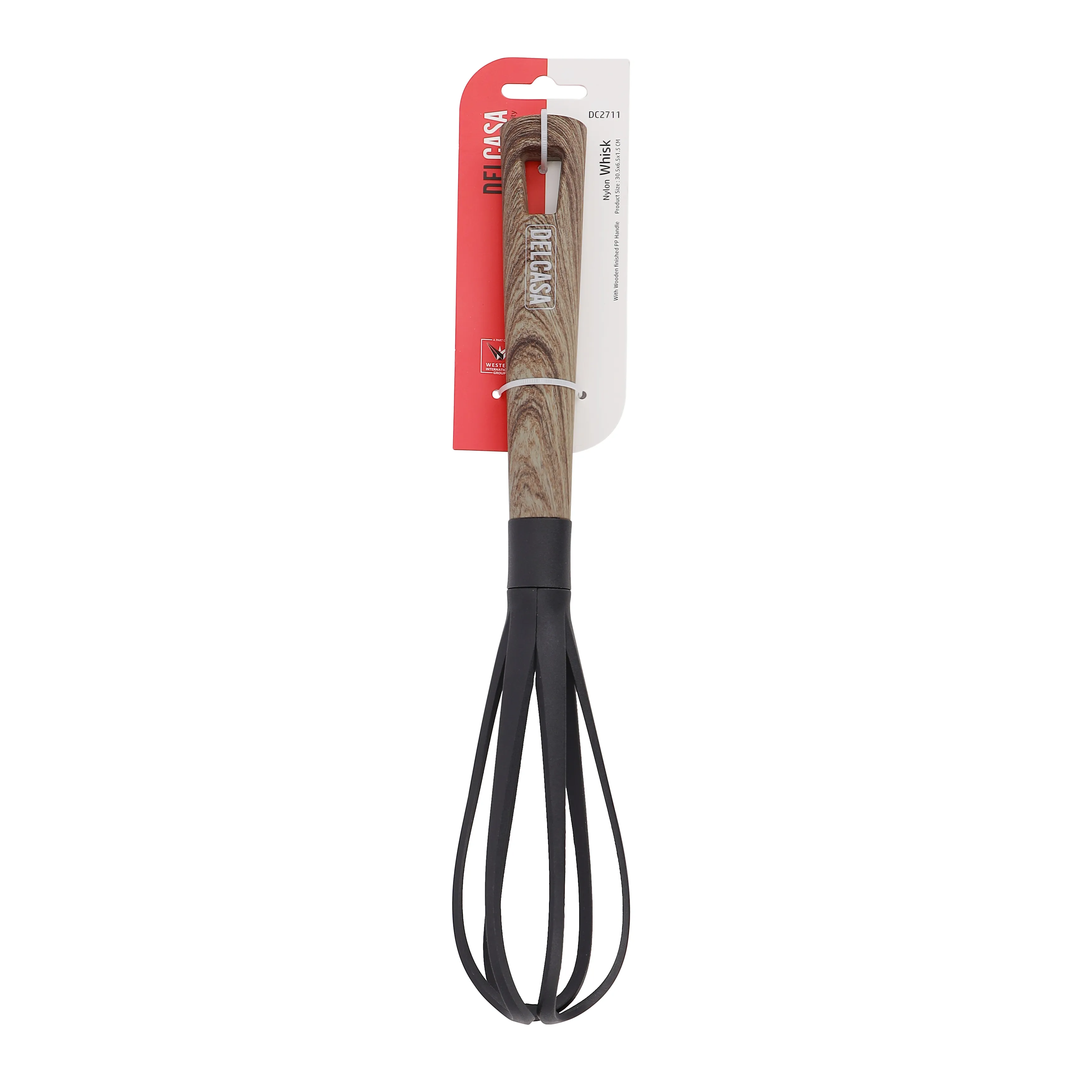 Delcasa Nylon Whisk-Nylon Head with a PP Handle with a Wooden Finish color option