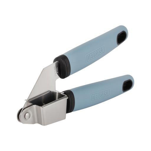 Delcasa Garlic Press Stainless Steel Head with a PP Handle, Silver and Blue