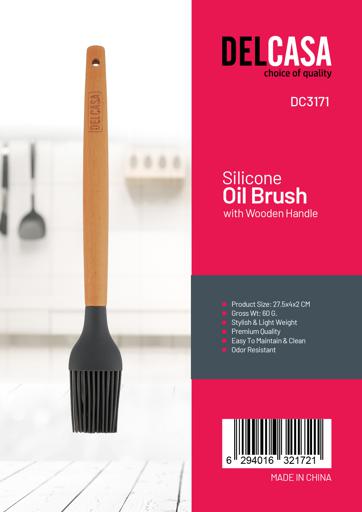 Delcasa Oil Brush-  Silicone Head with a Wooden Handle