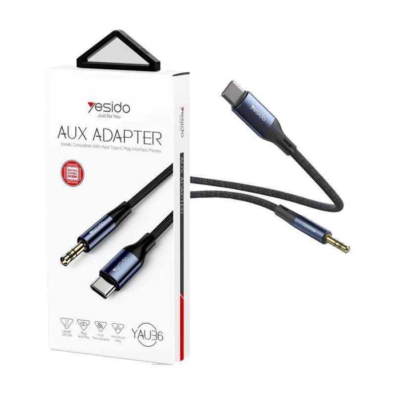 Yesido Cable Aux Audio Adapter Type-C to 3.5mm Port, 1 Meter Length