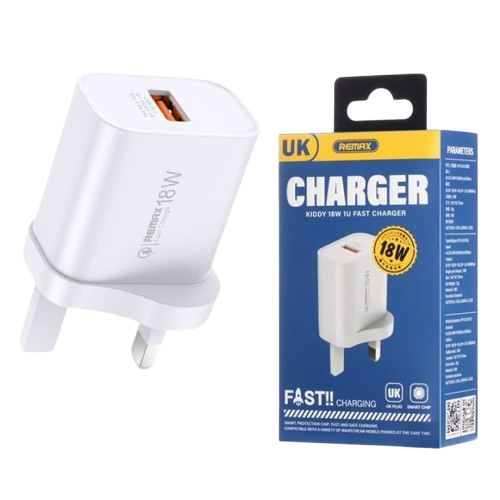 Remax Kiddy Series 18W 1U (RP-U119) fast charger with a UK plug